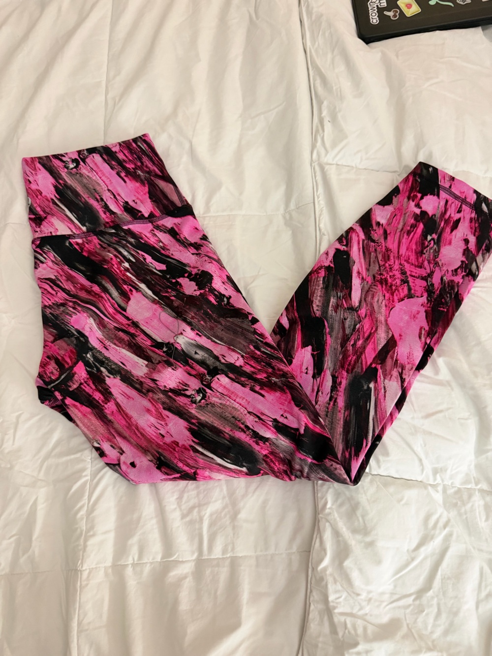 Lululemon Pink Black Brushstroke Active Leggings